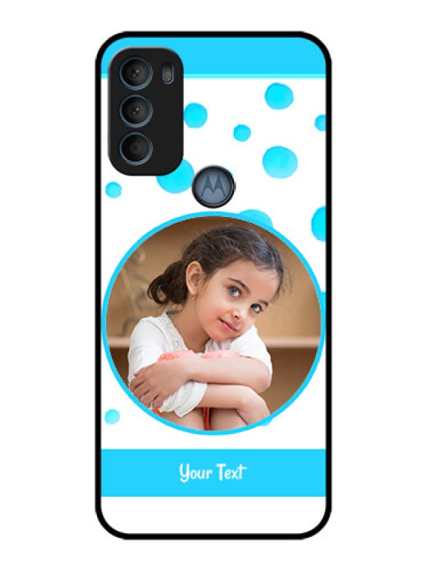 Custom Moto G71 5G Custom Metal Phone CaseBlue Bubbles Pattern Design