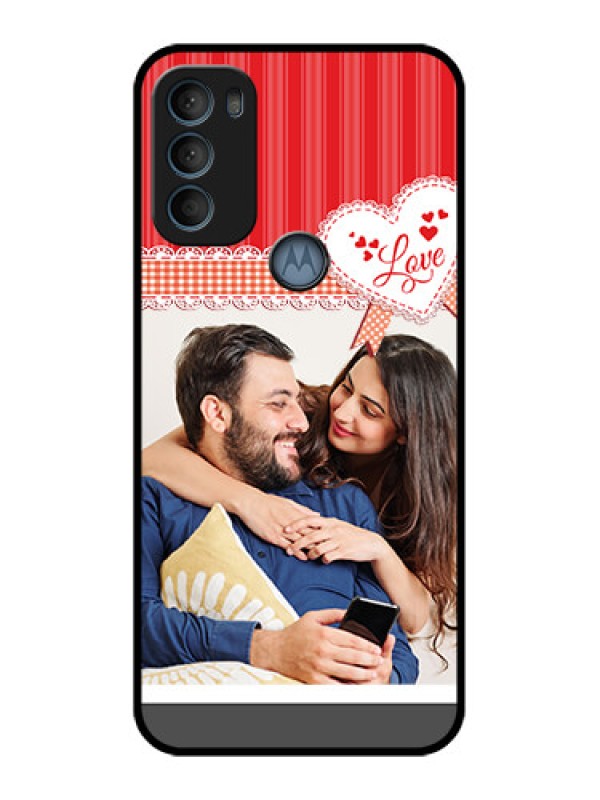 Custom Moto G71 5G Custom Metal Phone CaseRed Love Pattern Design