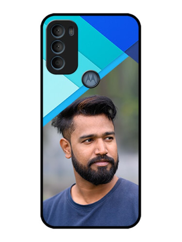 Custom Moto G71 5G Custom Metal Phone CaseBlue Pattern Design