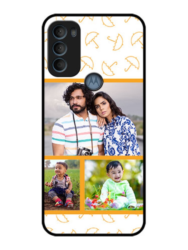 Custom Moto G71 5G Custom Metal Phone CaseYellow Pattern Design