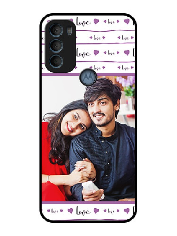 Custom Moto G71 5G Custom Metal Phone CaseCouples Heart Design