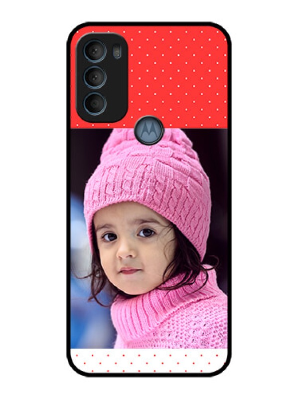 Custom Moto G71 5G Custom Metal Phone CaseRed Pattern Design