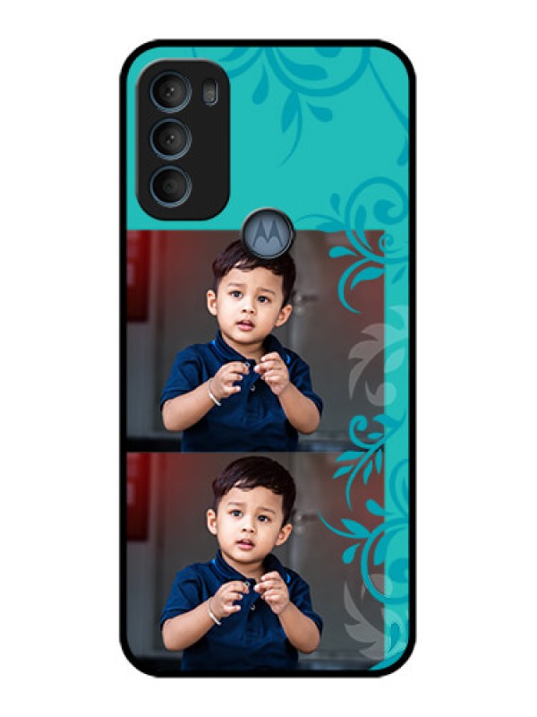 Custom Moto G71 5G Custom Metal Phone CaseWith Photo And Green Floral Design