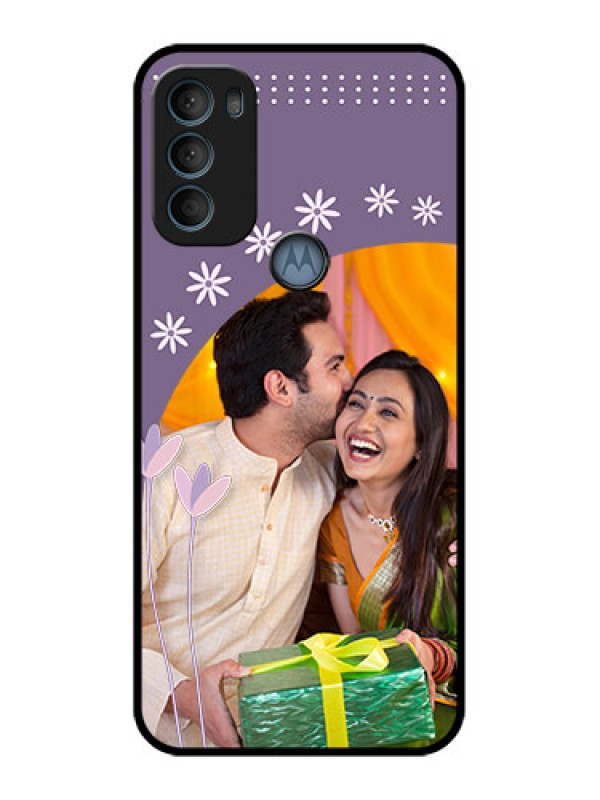 Custom Moto G71 5G Custom Metal Phone CaseLavender Flowers Design