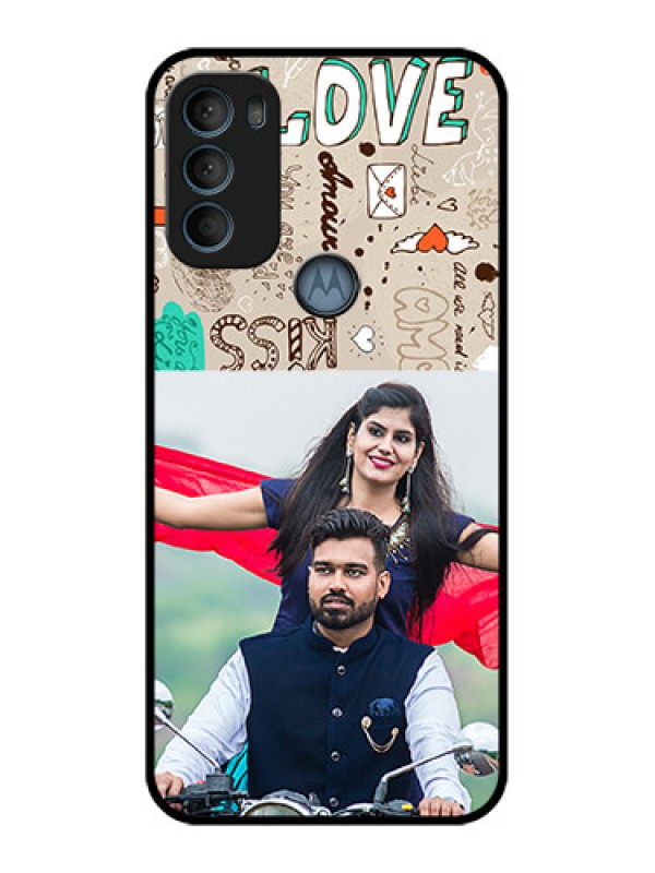 Custom Moto G71 5G Custom Metal Phone CaseLove Doodle Pattern