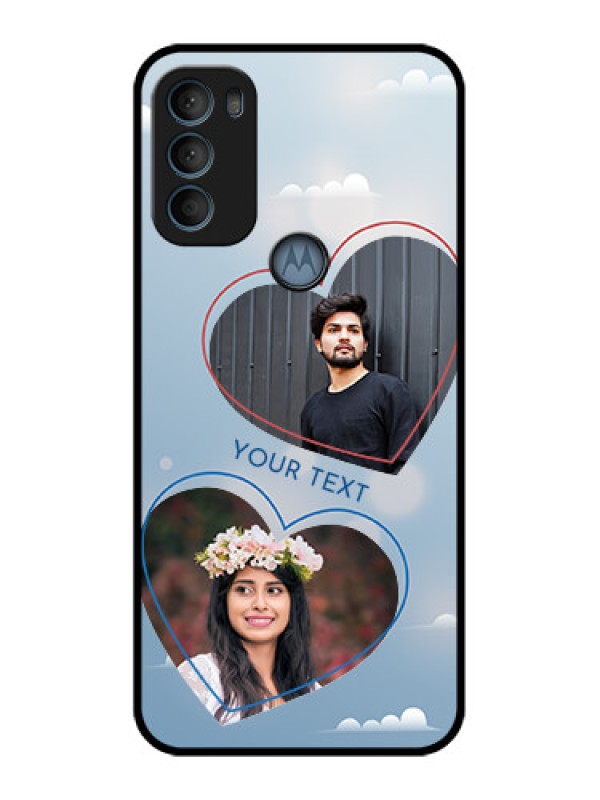 Custom Moto G71 5G Custom Metal Phone CaseBlue Color Couple Design