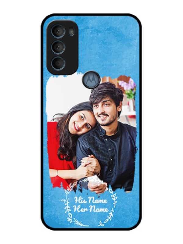 Custom Moto G71 5G Custom Metal Phone CaseBlue Color Vintage Design