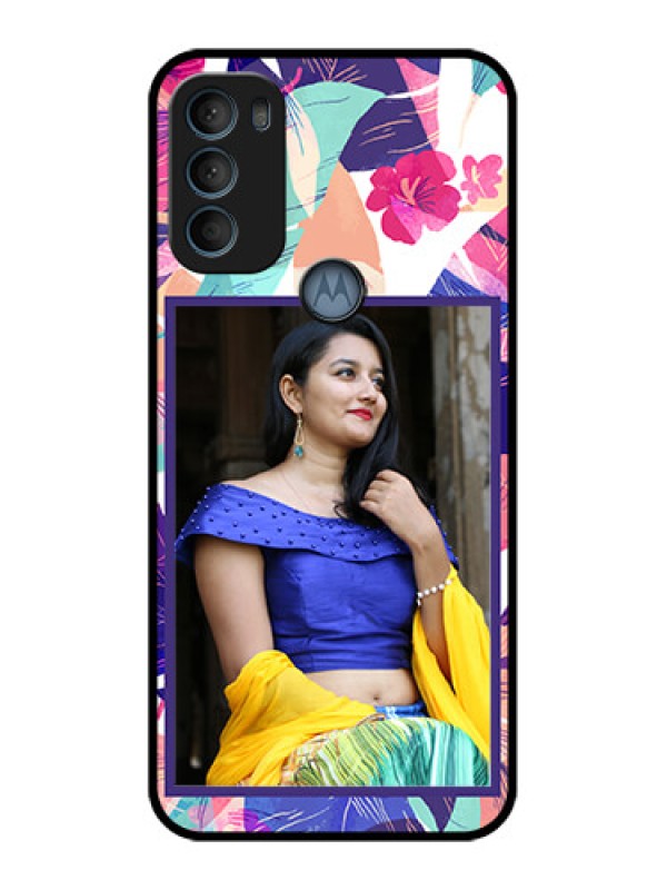 Custom Moto G71 5G Custom Metal Phone CaseAbstract Floral Design