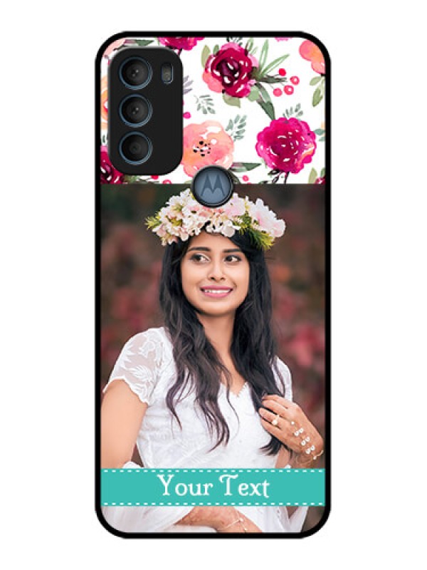 Custom Moto G71 5G Custom Metal Phone CaseWater Colors Floral Design