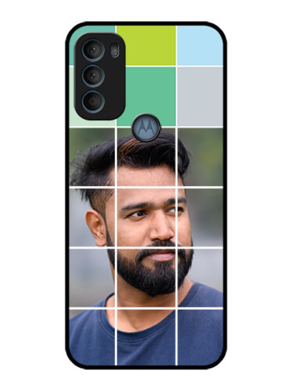 Custom Moto G71 5G Custom Metal Phone CaseWith White Box Pattern