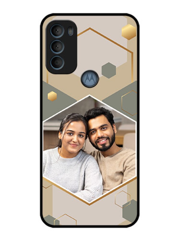 Custom Moto G71 5G Custom Metal Phone CaseStylish Hexagon Pattern Design