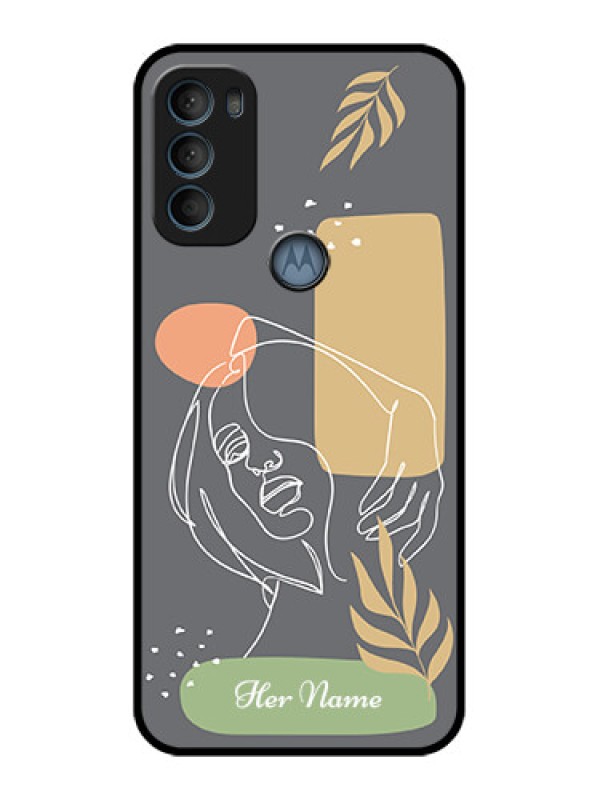 Custom Moto G71 5G Custom Metal Phone CaseGazing Woman Line Art Design
