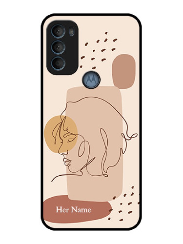 Custom Moto G71 5G Custom Metal Phone CaseCalm Woman Line Art Design