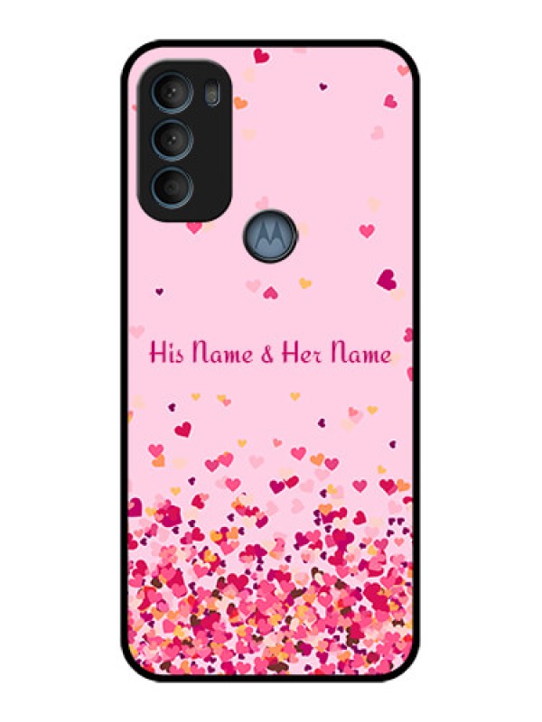 Custom Moto G71 5G Custom Metal Phone CaseFloating Hearts Design