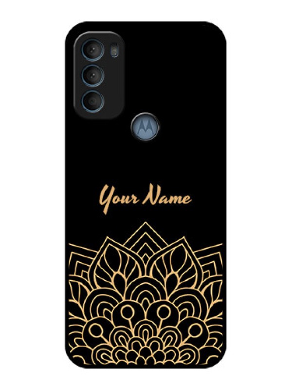 Custom Moto G71 5G Custom Metal Phone CaseGolden Mandala Design