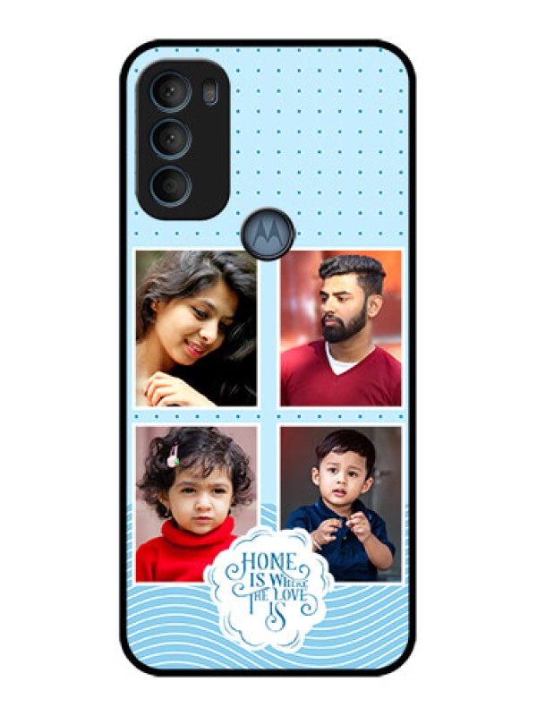 Custom Moto G71 5G Custom Metal Phone CaseCute Love Quote With 4 Pic Upload Design