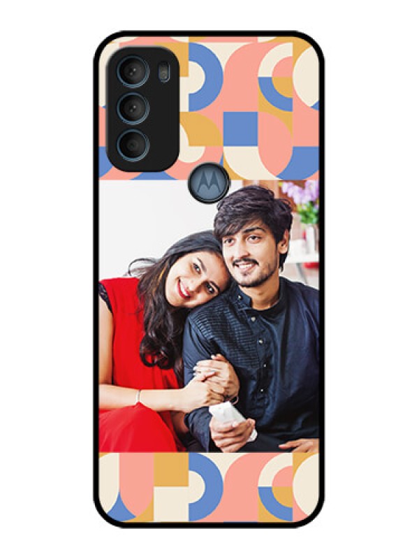 Custom Moto G71 5G Custom Metal Phone CaseSemi - Circle Maze Pattern Design