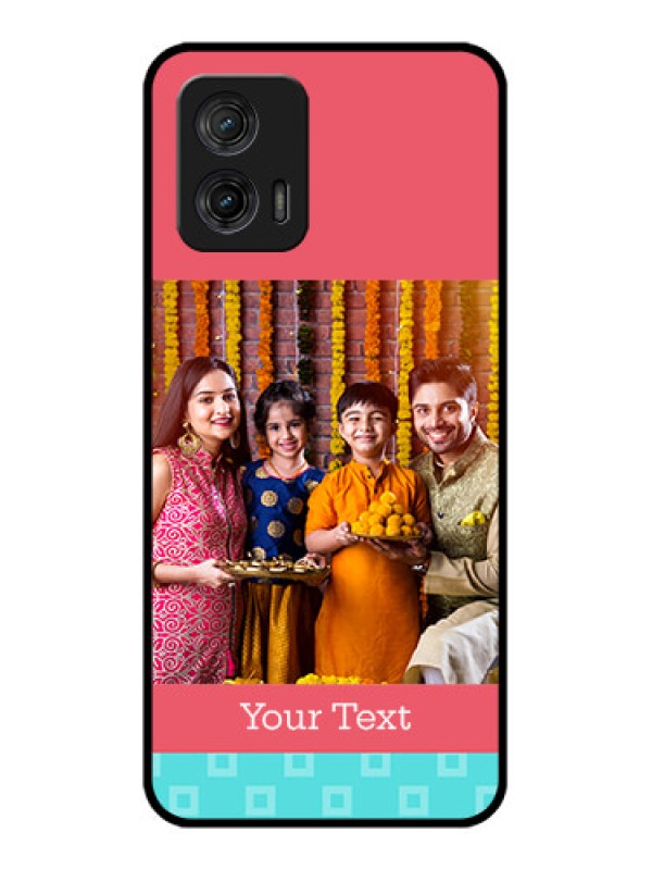 Custom Moto G73 5G Custom Metal Phone CasePeach and Blue Color Design