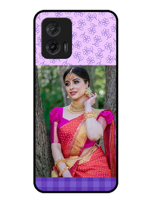 Custom Moto G73 5G Custom Metal Phone CasePurple Floral Design