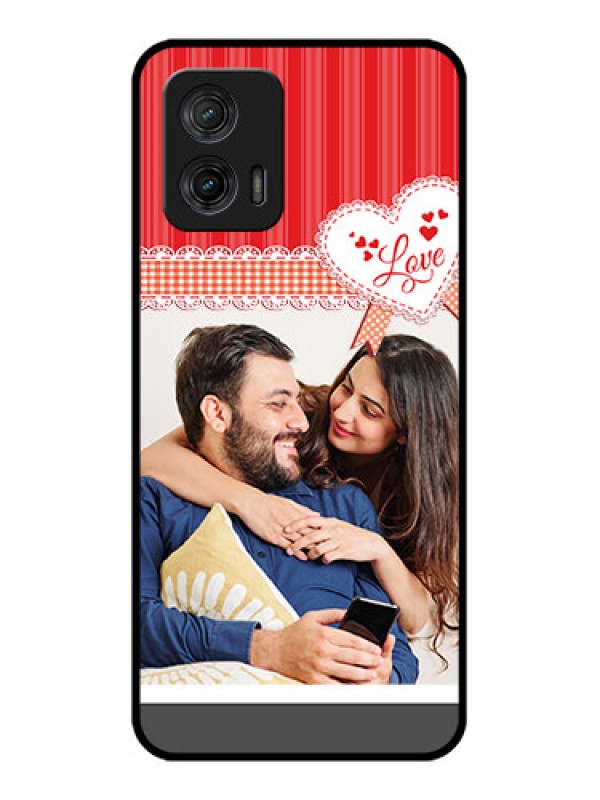 Custom Moto G73 5G Custom Metal Phone CaseRed Love Pattern Design