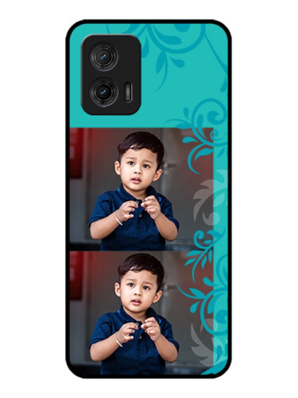 Custom Moto G73 5G Custom Metal Phone CaseWith Photo And Green Floral Design