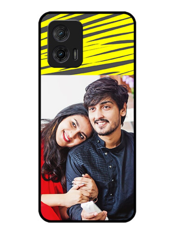 Custom Moto G73 5G Custom Metal Phone CaseYellow Abstract Design