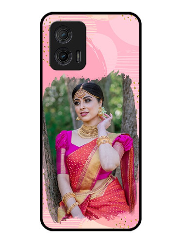 Custom Moto G73 5G Custom Metal Phone CaseGold Glitter Splash Design