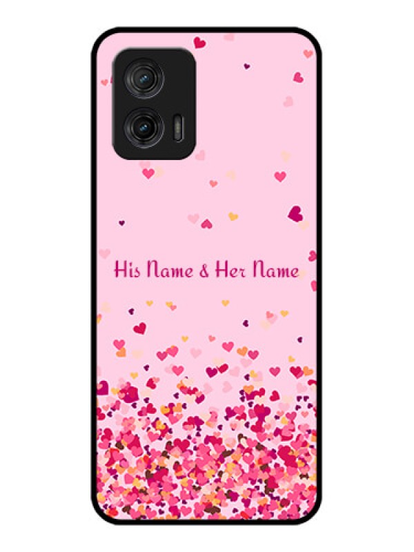 Custom Moto G73 5G Custom Metal Phone CaseFloating Hearts Design
