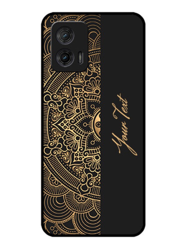 Custom Moto G73 5G Custom Metal Phone CaseMandala Art With Custom Text Design