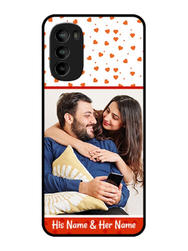 Custom Moto G82 Custom Metal Phone CaseOrange Love Symbol Design