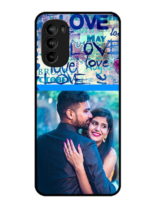 Custom Moto G82 Custom Metal Phone CaseColorful Love Design