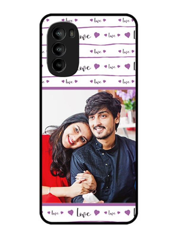 Custom Moto G82 Custom Metal Phone CaseCouples Heart Design