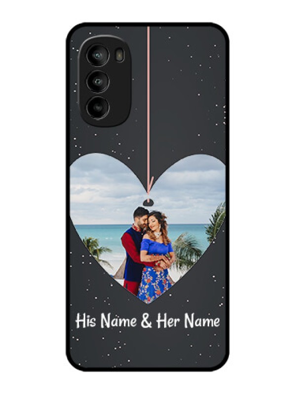 Custom Moto G82 Custom Metal Phone CaseHanging Heart Design
