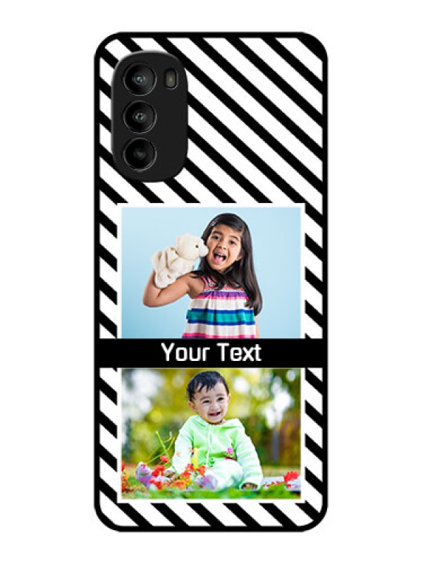 Custom Moto G82 Custom Metal Phone CaseBlack And White Stripes Design