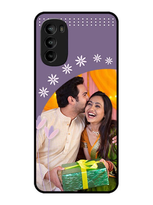 Custom Moto G82 Custom Metal Phone CaseLavender Flowers Design