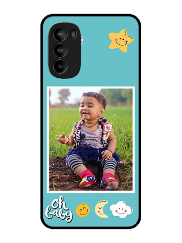 Custom Moto G82 Custom Metal Phone CaseSmiley Kids Stars Design