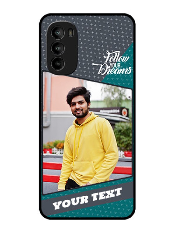 Custom Moto G82 Custom Metal Phone CaseBackground Pattern Design With Quote