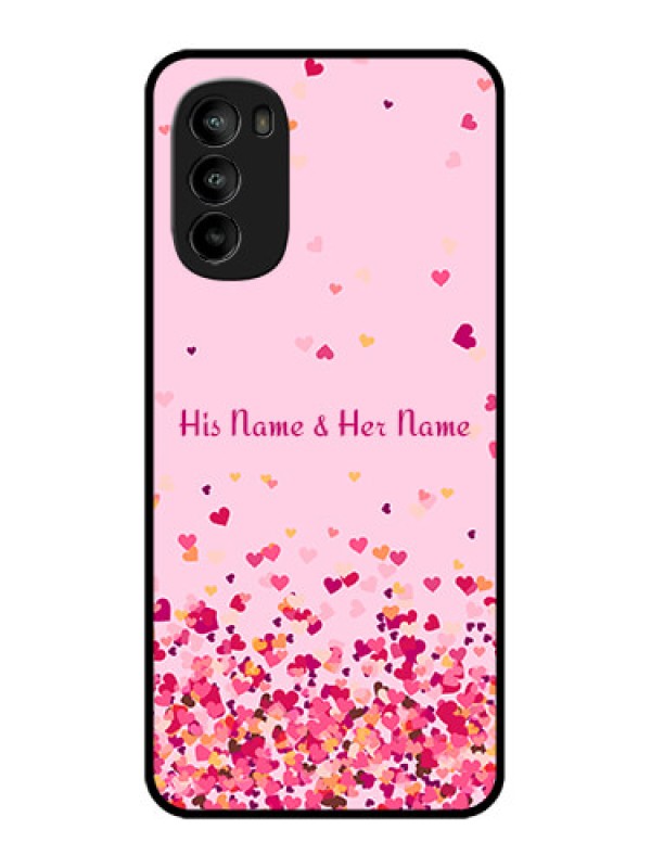 Custom Moto G82 Custom Metal Phone CaseFloating Hearts Design