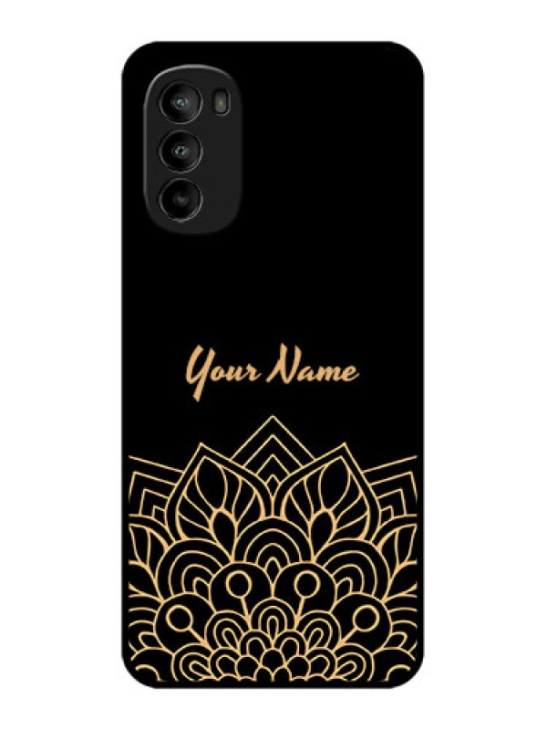 Custom Moto G82 Custom Metal Phone CaseGolden Mandala Design