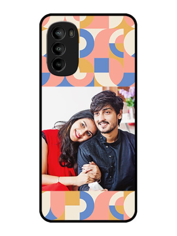 Custom Moto G82 Custom Metal Phone CaseSemi - Circle Maze Pattern Design