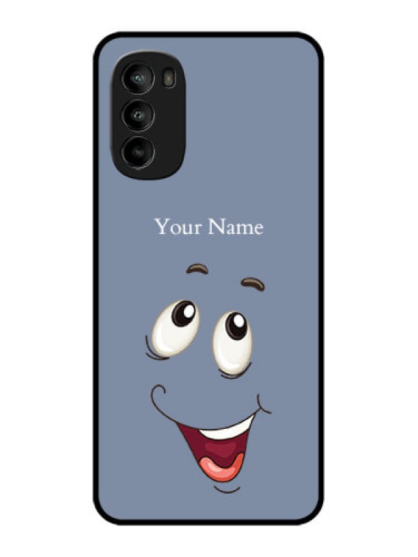 Custom Moto G82 Custom Metal Phone CaseLaughing Cartoon Face Design