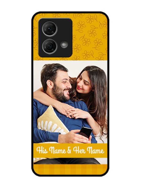 Custom Moto G84 5G Custom Metal Phone CaseYellow Floral Design