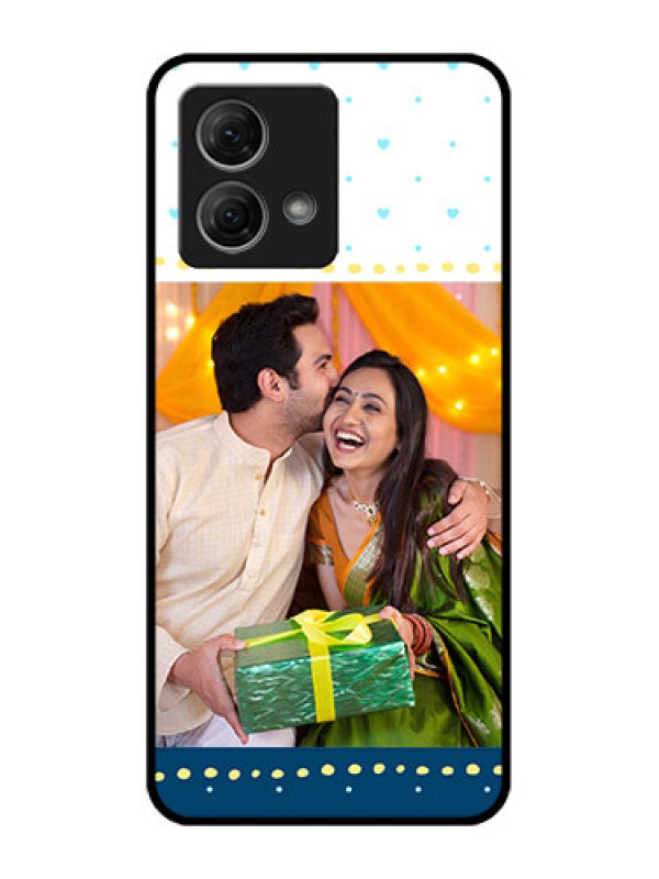 Custom Moto G84 5G Custom Metal Phone CaseWhite And Blue Abstract Design