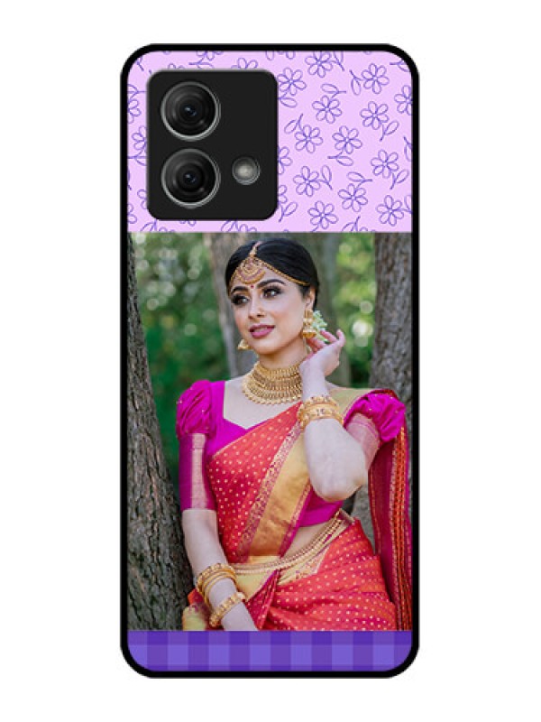 Custom Moto G84 5G Custom Metal Phone CasePurple Floral Design