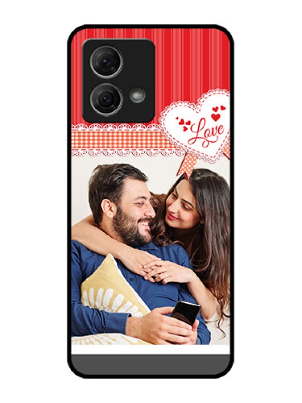 Custom Moto G84 5G Custom Metal Phone CaseRed Love Pattern Design