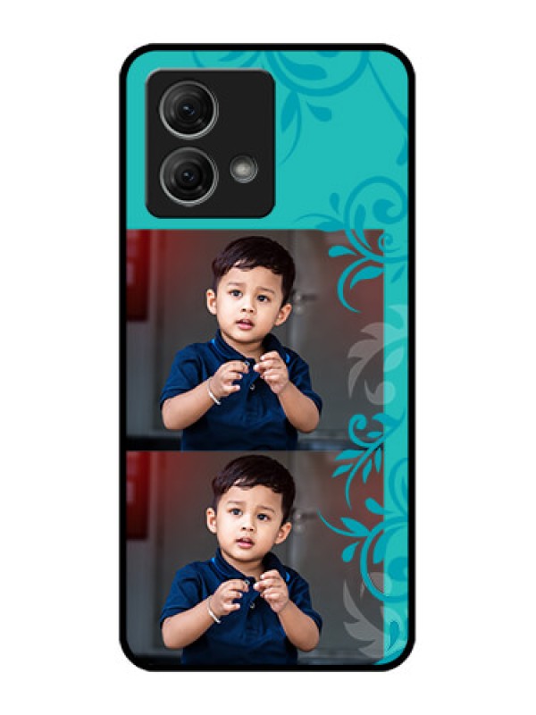 Custom Moto G84 5G Custom Metal Phone CaseWith Photo And Green Floral Design