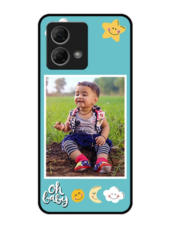 Custom Moto G84 5G Custom Metal Phone CaseSmiley Kids Stars Design