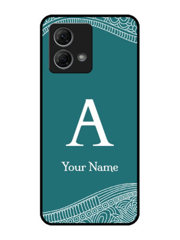 Custom Moto G84 5G Custom Metal Phone CaseLine Art Pattern With Custom Name Design