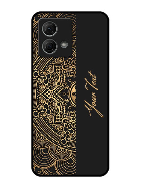 Custom Moto G84 5G Custom Metal Phone CaseMandala Art With Custom Text Design