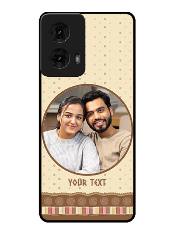 Custom Moto G85 5G Custom Metal Phone CaseBrown Dotted Mobile Case Design